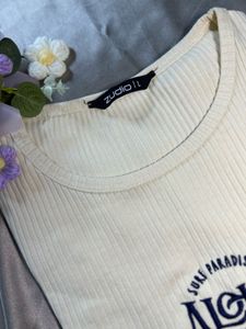 Cream Aloha Hawaii Ribbed Top