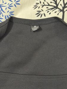 Ribbed Square Neck Long Sleeve Top