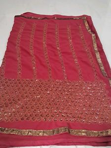 Elegant Red Sequin Saree