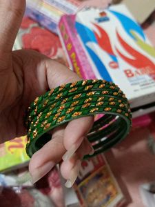 Green Beaded Bangles Set 2.6