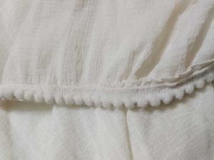 Sheer White Dupatta with Pom-Pom Trim