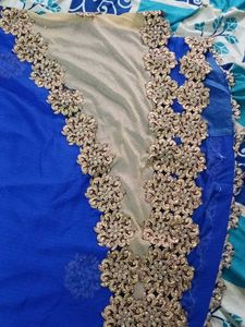 Royal Blue Embellished Saree