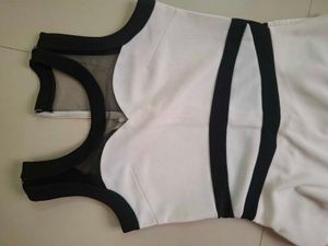 Chic White &amp; Black Peplum Dress