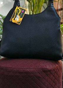 Classic Black Faux Leather Shoulder Bag