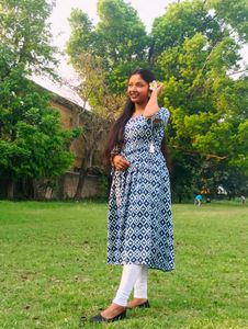 Stylish Blue & White Kurta