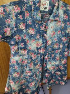Beautiful Denim Like Cotton Shirt For Girls Juliet