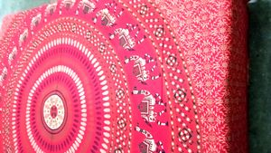 Jaipuri Red Designed King Size Bed Sheet