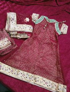 Royal Maroon Khada Dupatta Heavy Pearl &amp; Zari Work