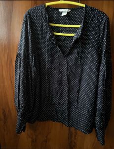 H&amp;M Black Polka Dot Top