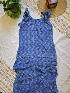 Blue Zigzag Print long sleeveless kurta🪷🌿