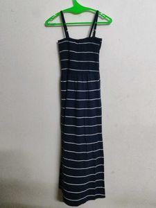 Navy & White Striped Maxi Dress