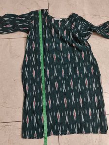 Ethnic Teal &amp; White Printed Kurta Set