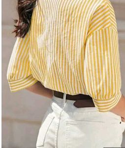 Striped Yellow &amp; White Blouse