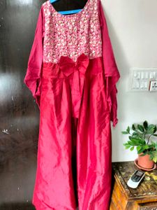 Stunning Pink Sequined Ethnic High low patter Gown