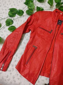 Goth Red Biker leather jacket