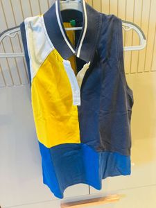Vibrant Colorblock Sleeveless Polo Tee