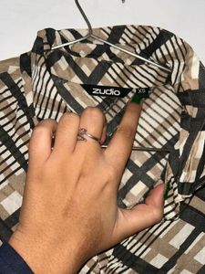 Checked Flared Dress(Xs) with gift