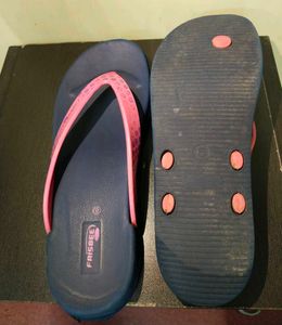 Frisbee Navy Blue &amp; Pink Flip Flops for Women