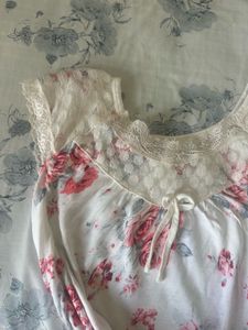 Floral Lace Trim Nightgown