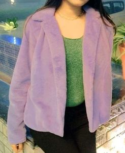Fuzzy Lavender Cropped Jacket