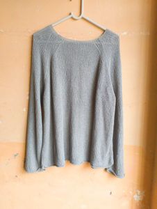 🤍Baggy Gray Knit Pullover Sweater🤍