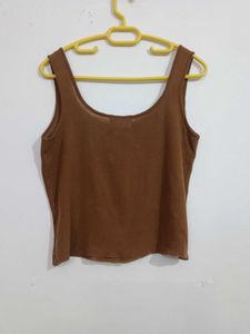 Brown Button-Up Knit Tank Top