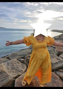 Mustard Cotton Smokey Dress