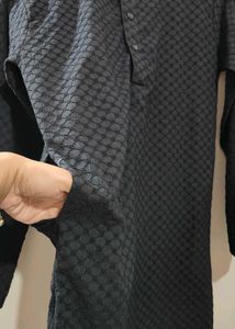 Black Patterned Kurta