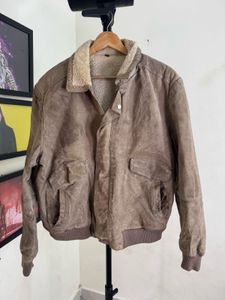 Vintage Brown Suede Shearling Jacket