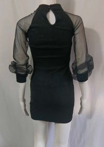 Vogue Small Chic Black Sheer Sleeve Dress