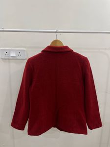 VINTAGE DARK RED TEXTURED BLAZER