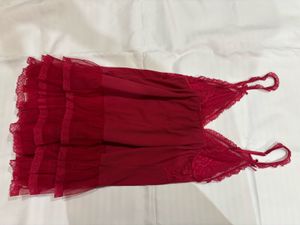 Red Lace Trim Nightgown