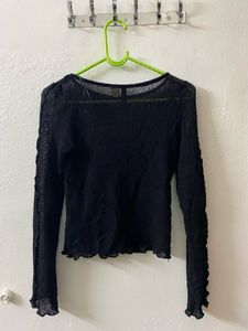H&amp;M Sheer Black Long Sleeve Top