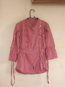 Embellished Pink Ethnic Top