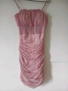 Ruffled Mesh Corset Mini Dress