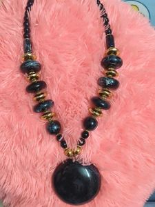 Elegant Black Stone Beaded Necklace