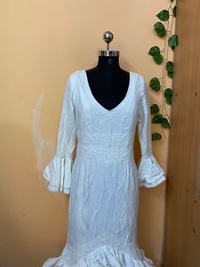 Heavy Flair White Spanish Dress