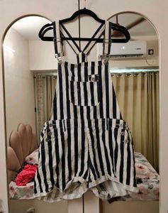 Striped Denim dungaree