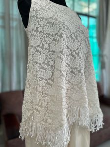 White Lace Tunic Top with Fringe