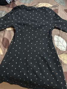 Black floral print mini dress