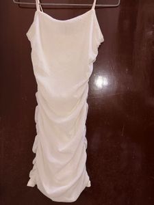 White Ruched Bodycon Mini Dress