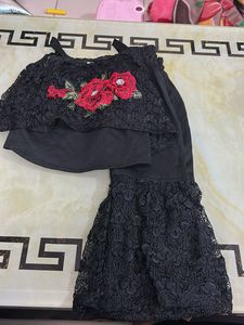 Elegant Black Lace Top & Pants Set