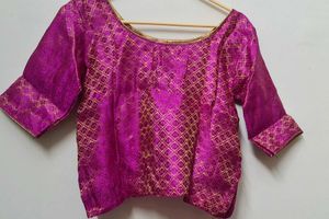 Vibrant Brocade Blouse with max skirt