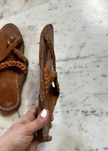 Brown Braided Leather Kolhapuri Chappals