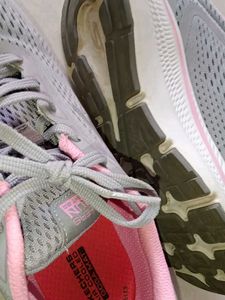 Gray Running Shoes with Pink Accents