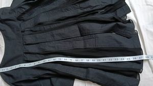 Women Black Shirt Pleated Check Top