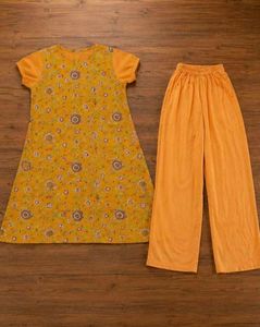 Yellow Floral Kurta Set with Palazzo