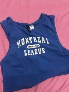 Blue Montreal Track & Field Crop Top