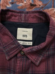 Men's Burgundy Plaid Flannel Shirt