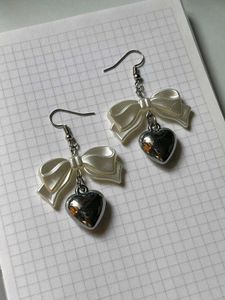 Cute Bow Heart Drop Earrings